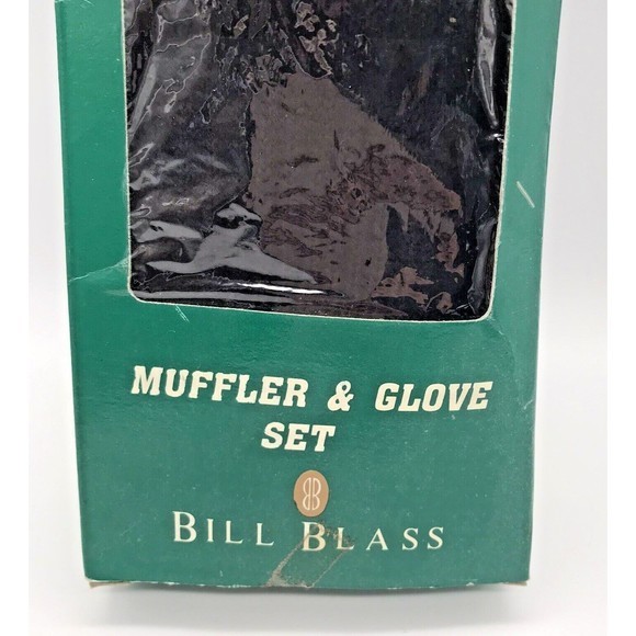 Vintage Bill Blass Matching Black Acrylic Muffler and Gloves Set Womens OSFM NOS - Picture 3 of 7